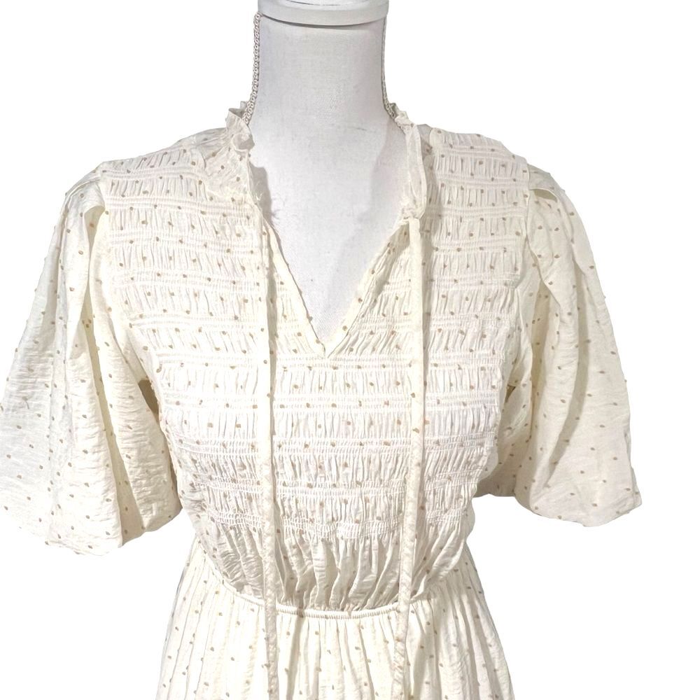 Moon River Smocked Milkmaid Maxi Dress Sz S Cottage Peasant Boho Puff Sleeve - Picture 2 of 13